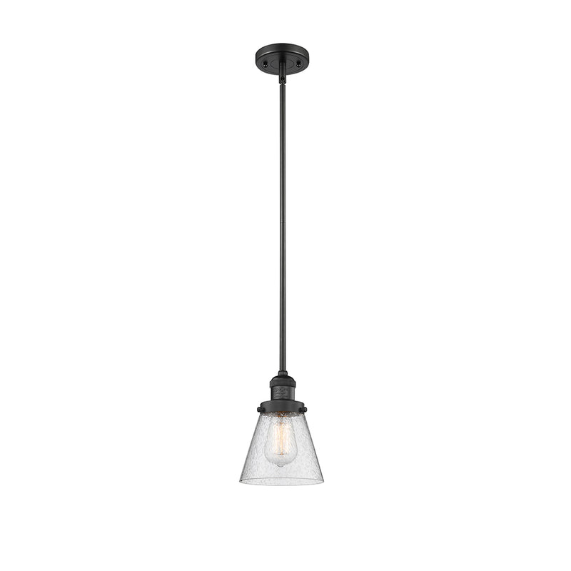 Cone Mini Pendant shown in the Matte Black finish with a Seedy shade