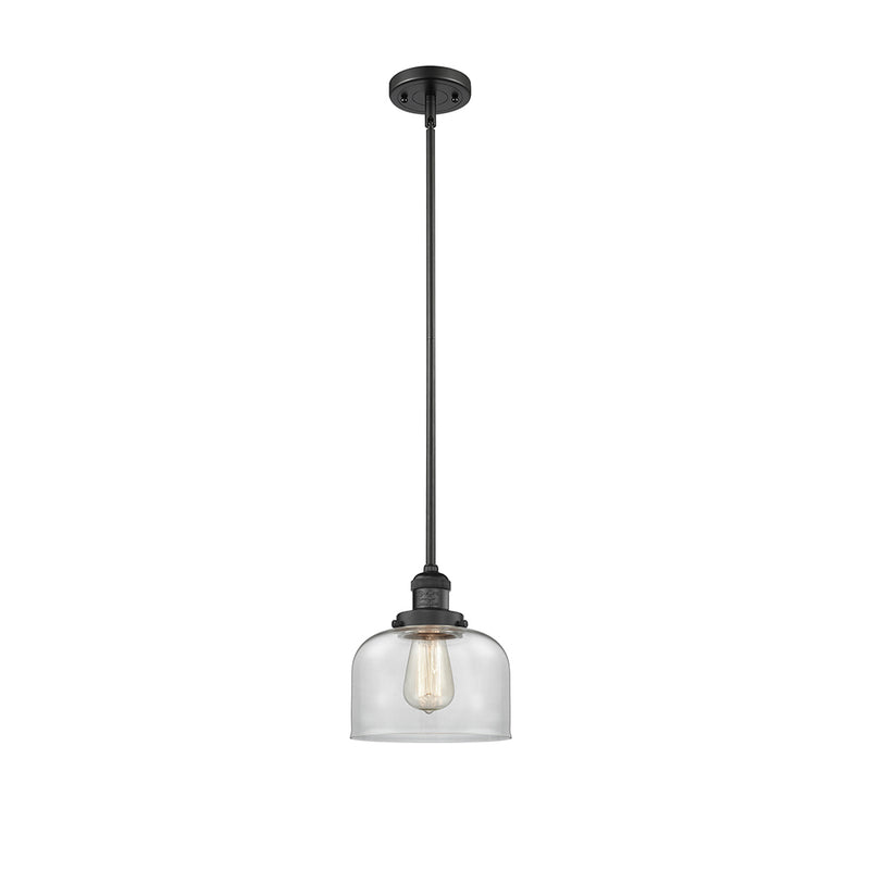 Bell Mini Pendant shown in the Matte Black finish with a Clear shade