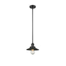 Railroad Mini Pendant shown in the Matte Black finish with a Matte Black shade