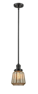 Innovations Lighting Chatham 1-100 watt 6 inch Oil Rubbed Bronze Mini Pendant with Mercury Fluted glass and Solid Brass Hang Straight Swivel 201SOBG146