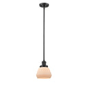 Fulton Mini Pendant shown in the Oil Rubbed Bronze finish with a Matte White shade