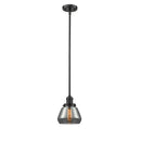 Fulton Mini Pendant shown in the Oil Rubbed Bronze finish with a Plated Smoke shade