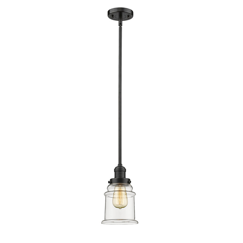 Canton Mini Pendant shown in the Oil Rubbed Bronze finish with a Clear shade