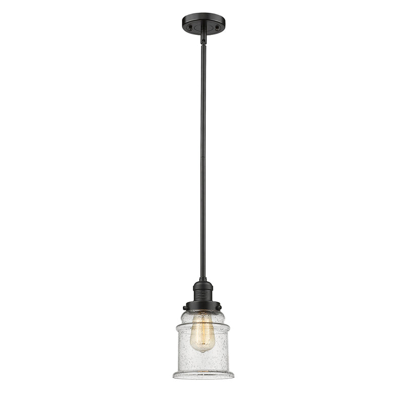 Canton Mini Pendant shown in the Oil Rubbed Bronze finish with a Seedy shade