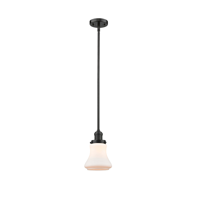 Bellmont Mini Pendant shown in the Oil Rubbed Bronze finish with a Matte White shade