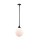 Beacon Mini Pendant shown in the Oil Rubbed Bronze finish with a Matte White shade