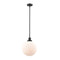 Beacon Mini Pendant shown in the Oil Rubbed Bronze finish with a Matte White shade