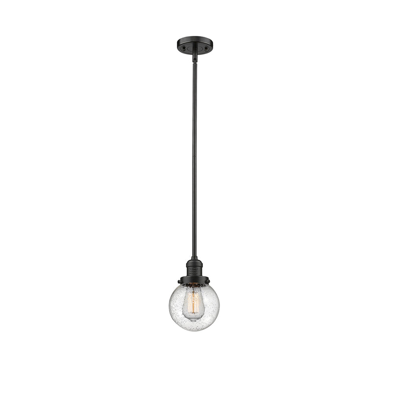 Beacon Mini Pendant shown in the Oil Rubbed Bronze finish with a Seedy shade