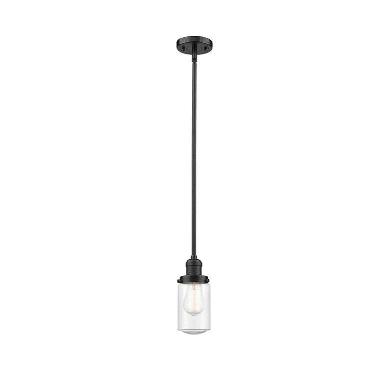 Dover Mini Pendant shown in the Oil Rubbed Bronze finish with a Seedy shade