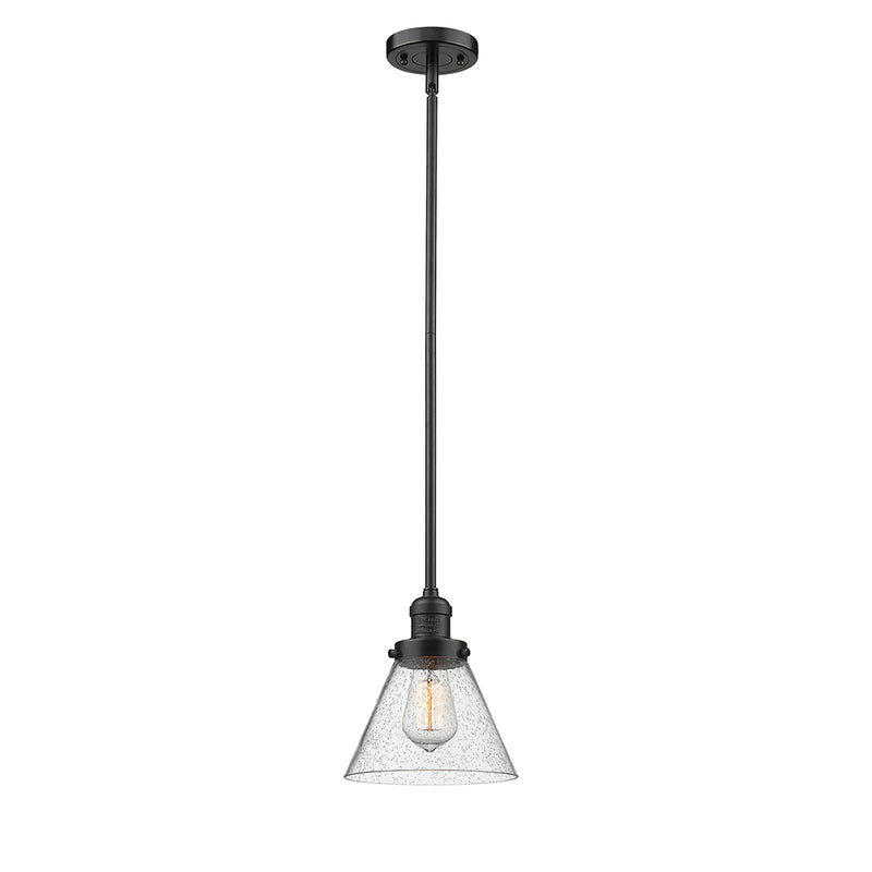 Cone Mini Pendant shown in the Oil Rubbed Bronze finish with a Seedy shade