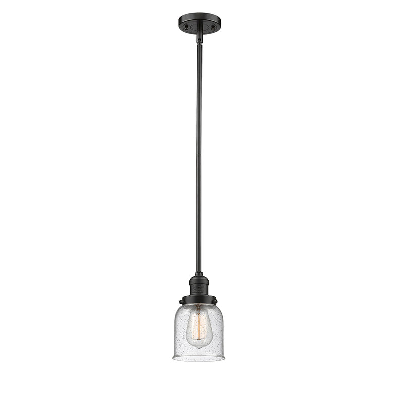 Bell Mini Pendant shown in the Oil Rubbed Bronze finish with a Seedy shade