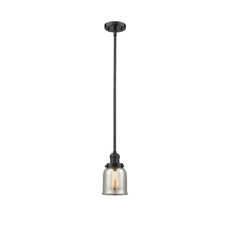 Bell Mini Pendant shown in the Oil Rubbed Bronze finish with a Silver Plated Mercury shade