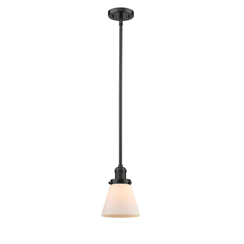 Cone Mini Pendant shown in the Oil Rubbed Bronze finish with a Matte White shade