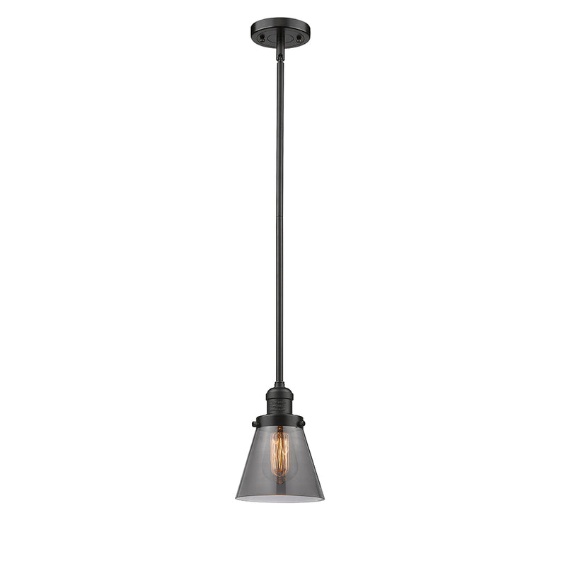 Cone Mini Pendant shown in the Oil Rubbed Bronze finish with a Plated Smoke shade