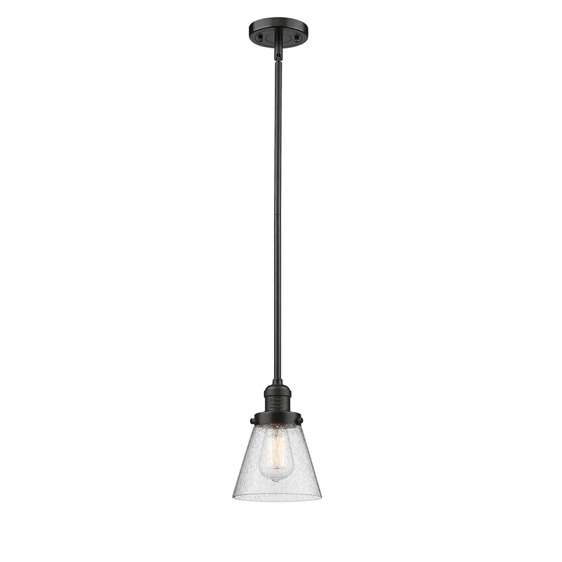 Cone Mini Pendant shown in the Oil Rubbed Bronze finish with a Seedy shade