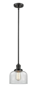 Innovations Lighting Large Bell 1-100 watt 8 inch Oil Rubbed Bronze Mini Pendant with Clear glass and Solid Brass Hang Straight Swivel 201SOBG72