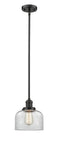 Innovations Lighting Large Bell 1-100 watt 8 inch Oil Rubbed Bronze Mini Pendant with Clear glass and Solid Brass Hang Straight Swivel 201SOBG72