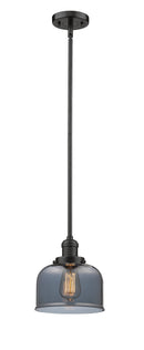 Innovations Lighting Large Bell 1-100 watt 8 inch Oil Rubbed Bronze Mini Pendant with Smoked glass and Solid Brass Hang Straight Swivel 201SOBG73