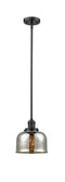 Innovations Lighting Large Bell 1-100 watt 8 inch Oil Rubbed Bronze Mini Pendant with Silver Plated Mercury glass and Solid Brass Hang Straight Swivel 201SOBG78