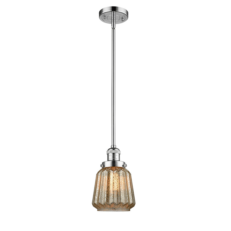 Chatham Mini Pendant shown in the Polished Chrome finish with a Mercury shade