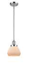 Innovations Lighting Fulton 1-100 watt 7 inch Polished Chrome Mini Pendant with Matte White Cased glass and Solid Brass Hang Straight Swivel 201SPCG171