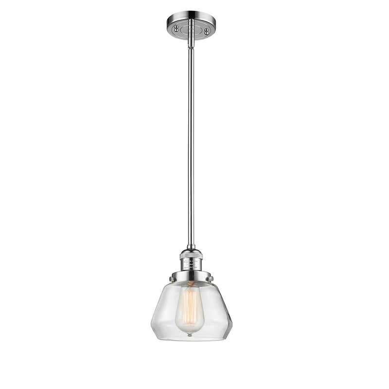 Fulton Mini Pendant shown in the Polished Chrome finish with a Clear shade