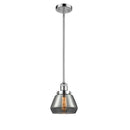 Fulton Mini Pendant shown in the Polished Chrome finish with a Plated Smoke shade