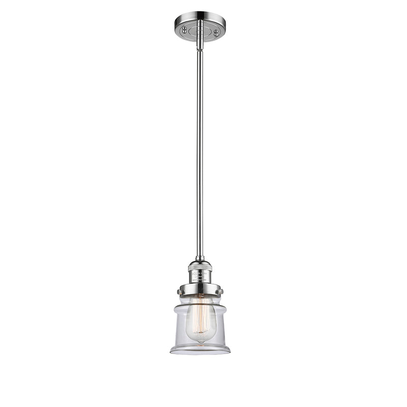 Canton Mini Pendant shown in the Polished Chrome finish with a Clear shade