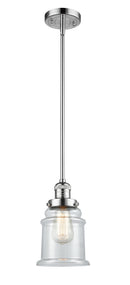 Innovations Lighting Canton 1-100 watt 6.5 inch Polished Chrome Mini Pendant with Clear glass and Solid Brass Hang Straight Swivel 201SPCG182