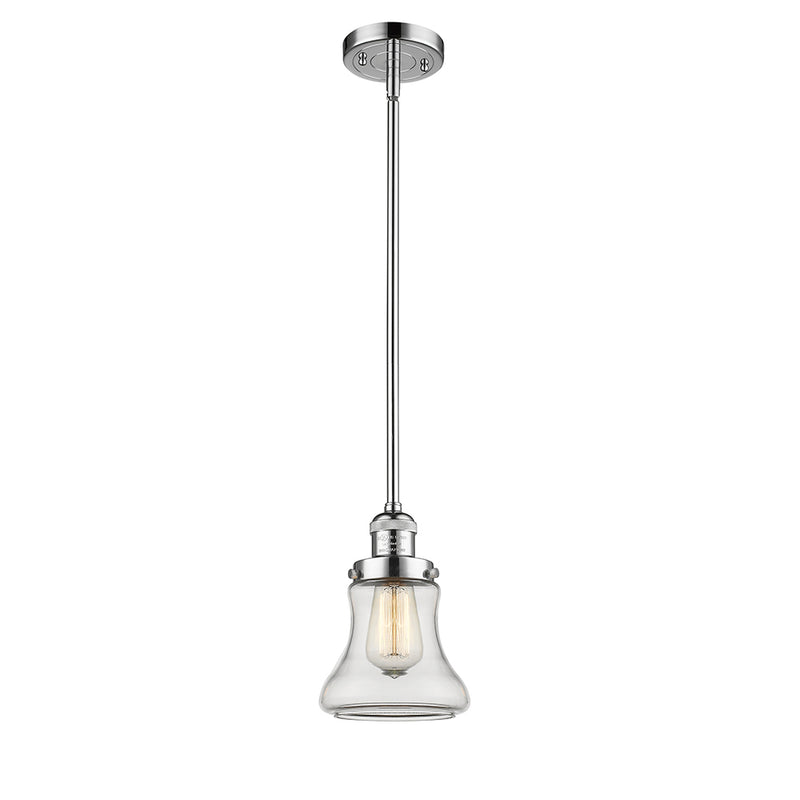 Bellmont Mini Pendant shown in the Polished Chrome finish with a Clear shade