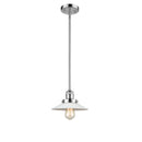 Halophane Mini Pendant shown in the Polished Chrome finish with a Matte White Halophane shade