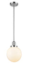 Innovations Lighting Beacon 1-100 watt 8 inch Polished Chrome Mini Pendant with Matte White Cased glass and Solid Brass Hang Straight Swivel 201SPCG2018