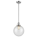 Beacon Mini Pendant shown in the Polished Chrome finish with a Seedy shade