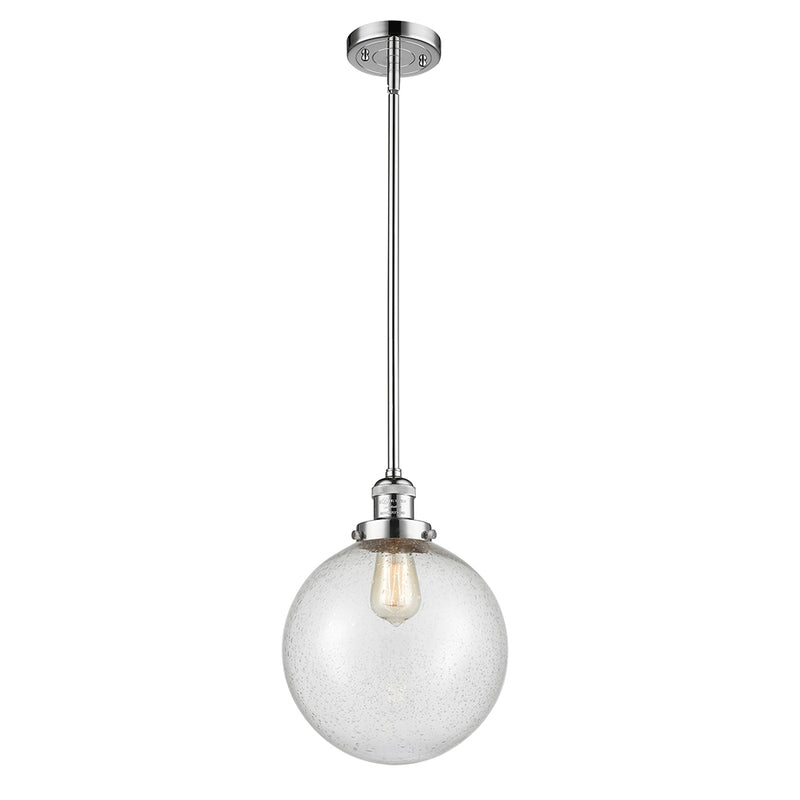 Beacon Mini Pendant shown in the Polished Chrome finish with a Seedy shade