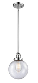 Innovations Lighting Beacon 1-100 watt 8 inch Polished Chrome Mini Pendant with Seedy glass and Solid Brass Hang Straight Swivel 201SPCG2048