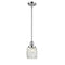 Colton Mini Pendant shown in the Polished Chrome finish with a Clear Halophane shade