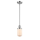 Dover Mini Pendant shown in the Polished Chrome finish with a Matte White shade