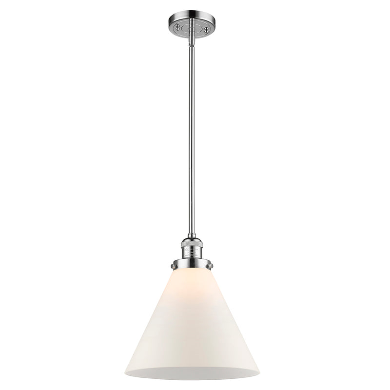 Cone Mini Pendant shown in the Polished Chrome finish with a Matte White shade