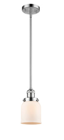 Innovations Lighting Small Bell 1-100 watt 5 inch Polished Chrome Mini Pendant with Matte White Cased glass and Solid Brass Hang Straight Swivel 201SPCG51