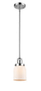 Innovations Lighting Small Bell 1-100 watt 5 inch Polished Chrome Mini Pendant with Matte White Cased glass and Solid Brass Hang Straight Swivel 201SPCG51