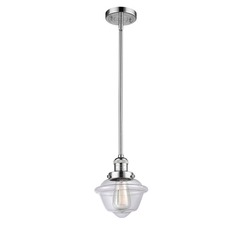 Oxford Mini Pendant shown in the Polished Chrome finish with a Clear shade