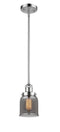 Innovations Lighting Small Bell 1-100 watt 5 inch Polished Chrome Mini Pendant with Smoked glass and Solid Brass Hang Straight Swivel 201SPCG53