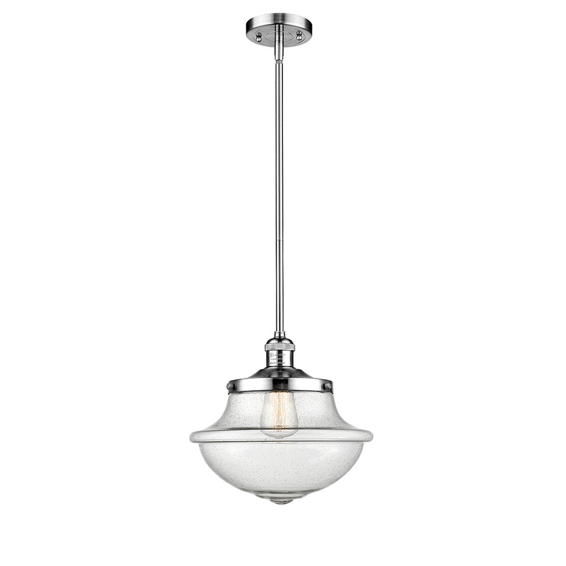 Oxford Mini Pendant shown in the Polished Chrome finish with a Seedy shade