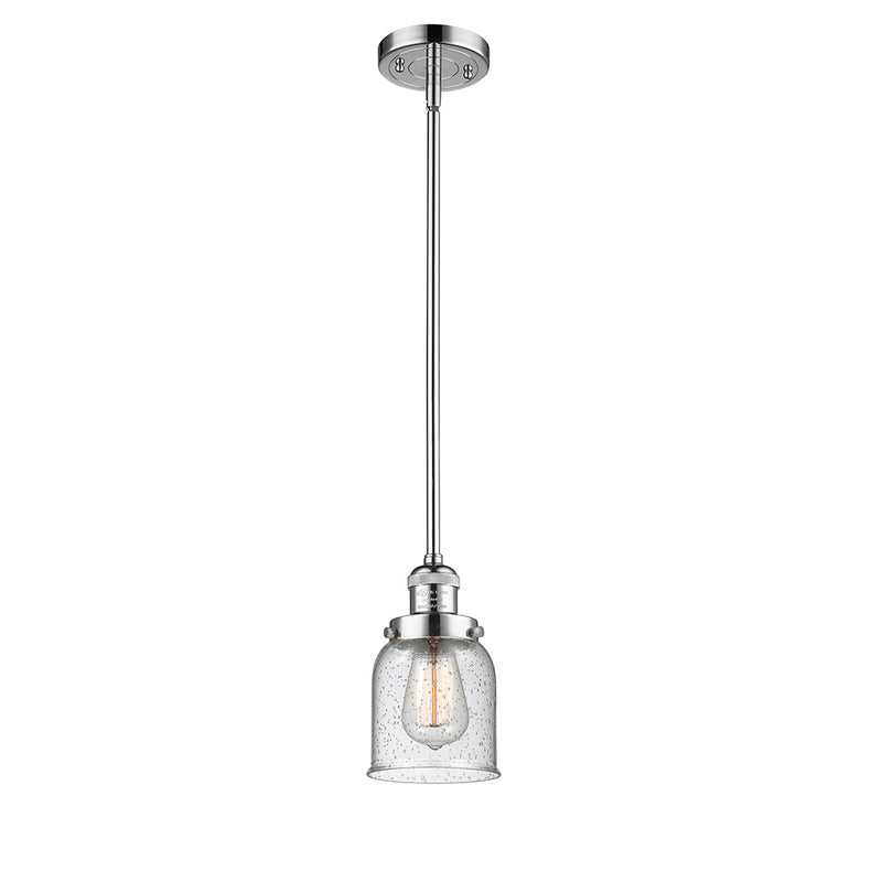 Bell Mini Pendant shown in the Polished Chrome finish with a Seedy shade