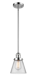 Innovations Lighting Small Cone 1-100 watt 6 inch Polished Chrome Mini Pendant with Clear glass and Solid Brass Hang Straight Swivel 201SPCG62