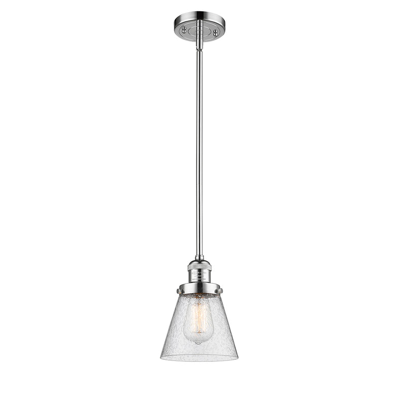 Cone Mini Pendant shown in the Polished Chrome finish with a Seedy shade