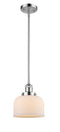 Innovations Lighting Large Bell 1-100 watt 8 inch Polished Chrome Mini Pendant with Matte White Cased glass and Solid Brass Hang Straight Swivel 201SPCG71