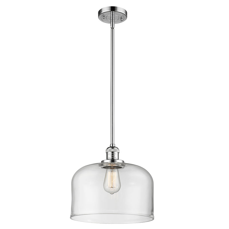 Bell Mini Pendant shown in the Polished Chrome finish with a Clear shade