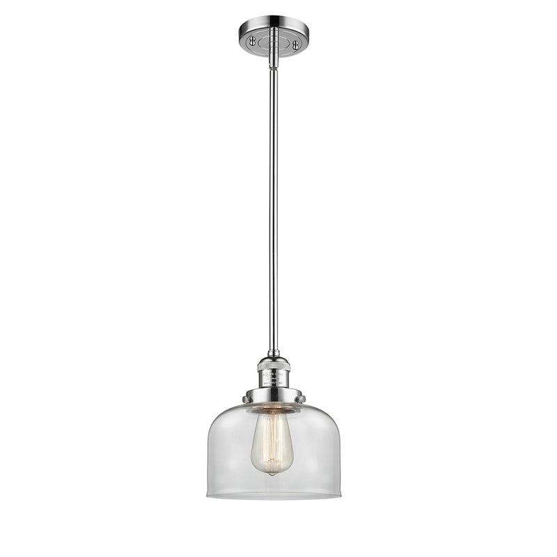 Bell Mini Pendant shown in the Polished Chrome finish with a Clear shade