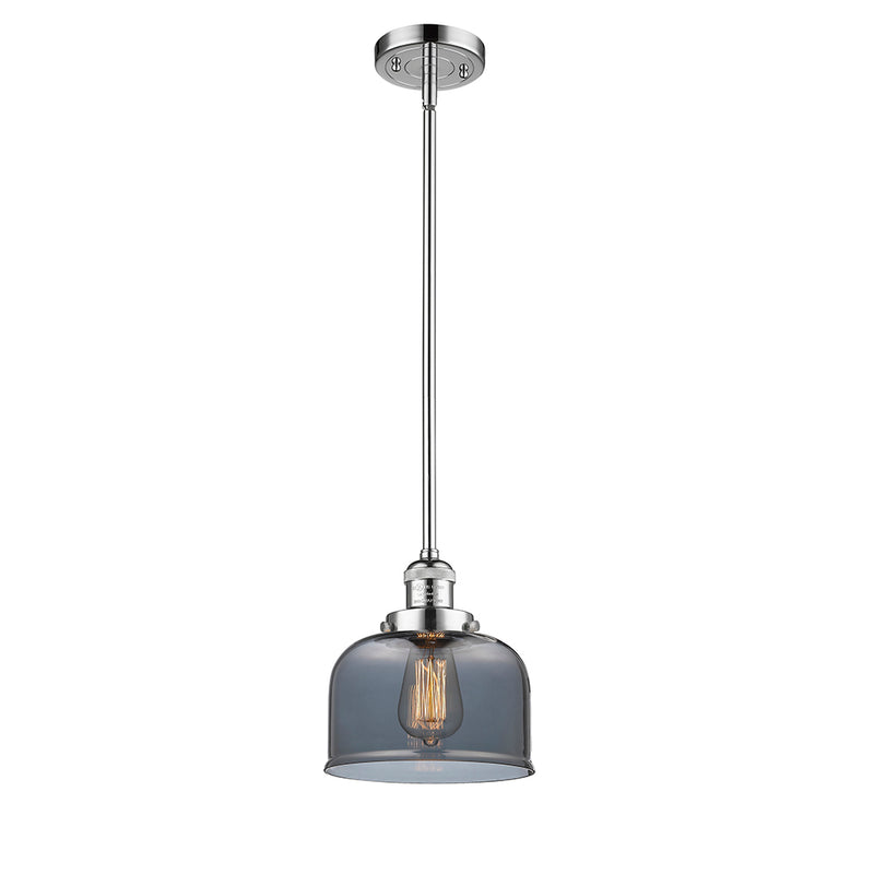 Bell Mini Pendant shown in the Polished Chrome finish with a Plated Smoke shade